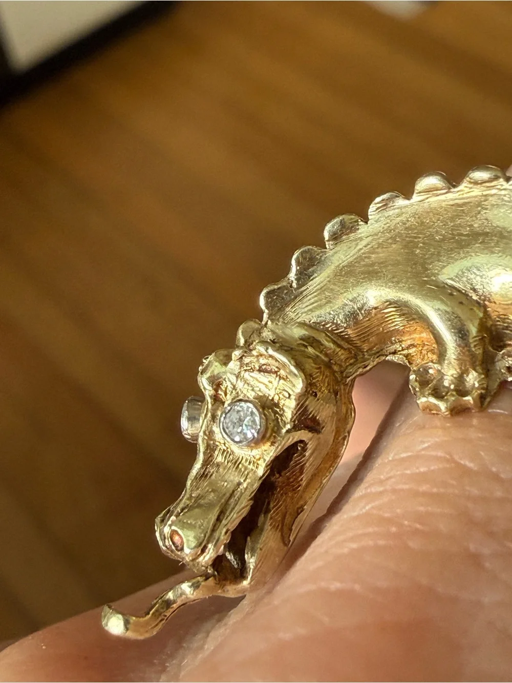 Vintage 14K Gold Dragon Wrap Ring with Diamond Eyes